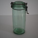 Green "ideale" glass canning jar