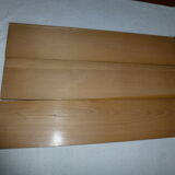 Vintage thong wall shelf, wood and black lace-up metal