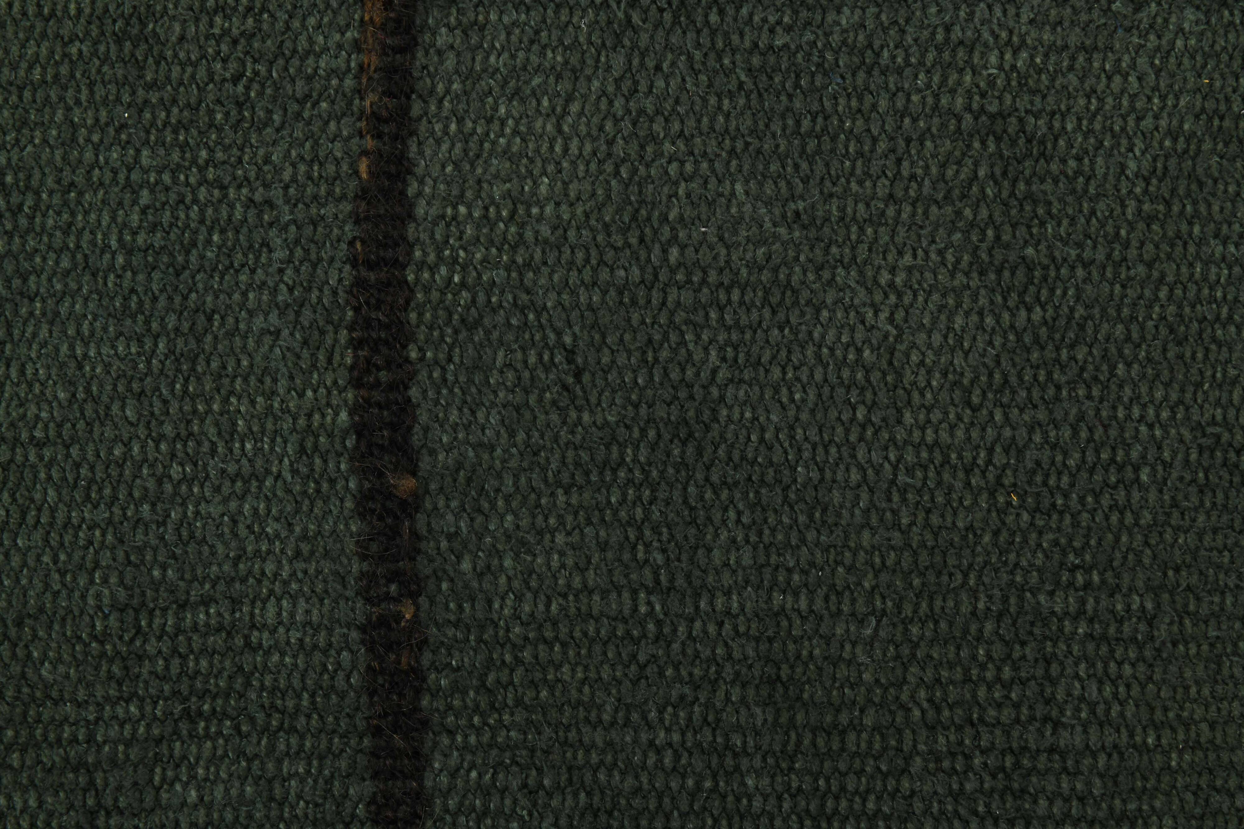 4x5 Dark Green & Black Kilim Rug, 138x150Cm