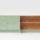 Buffet vintage des années 1970, vert pastel, relief, finition brillante, chrome