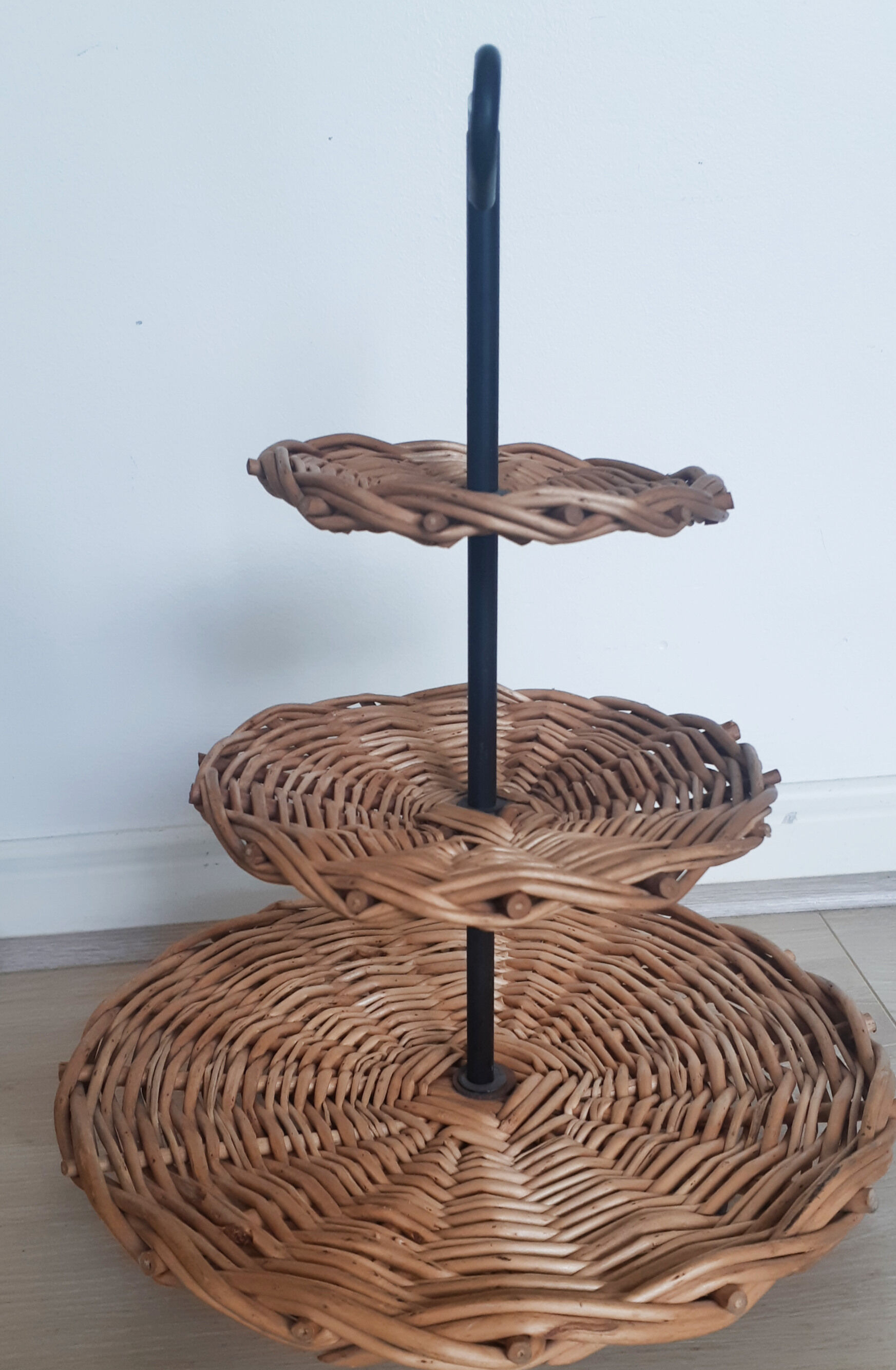 Rattan fruit or cheese holder, vintage, 50s