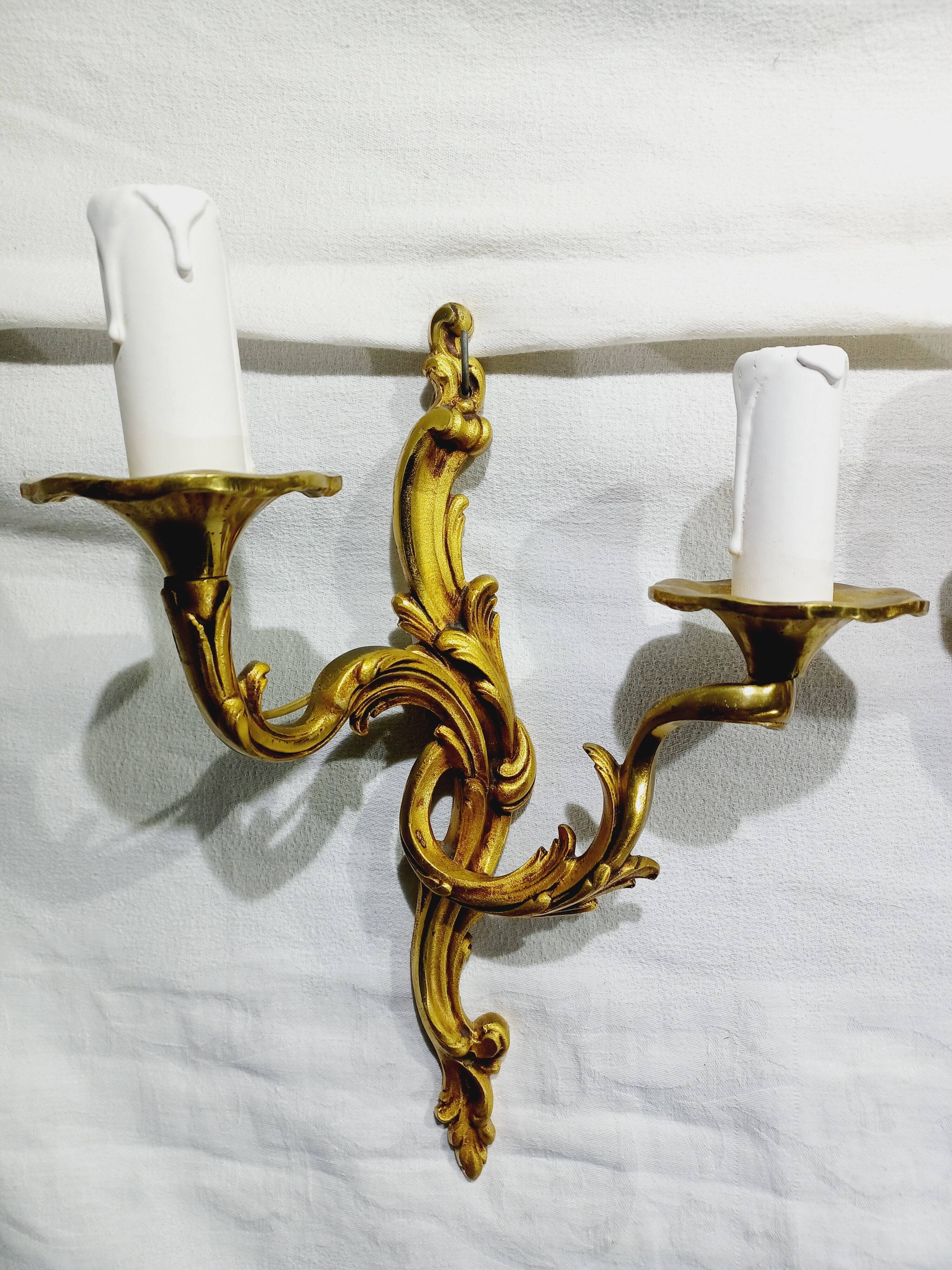 Bronze wall light triplet