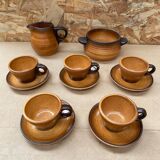 Old tea coffee service st amand meylan ceramic brown beige vintage