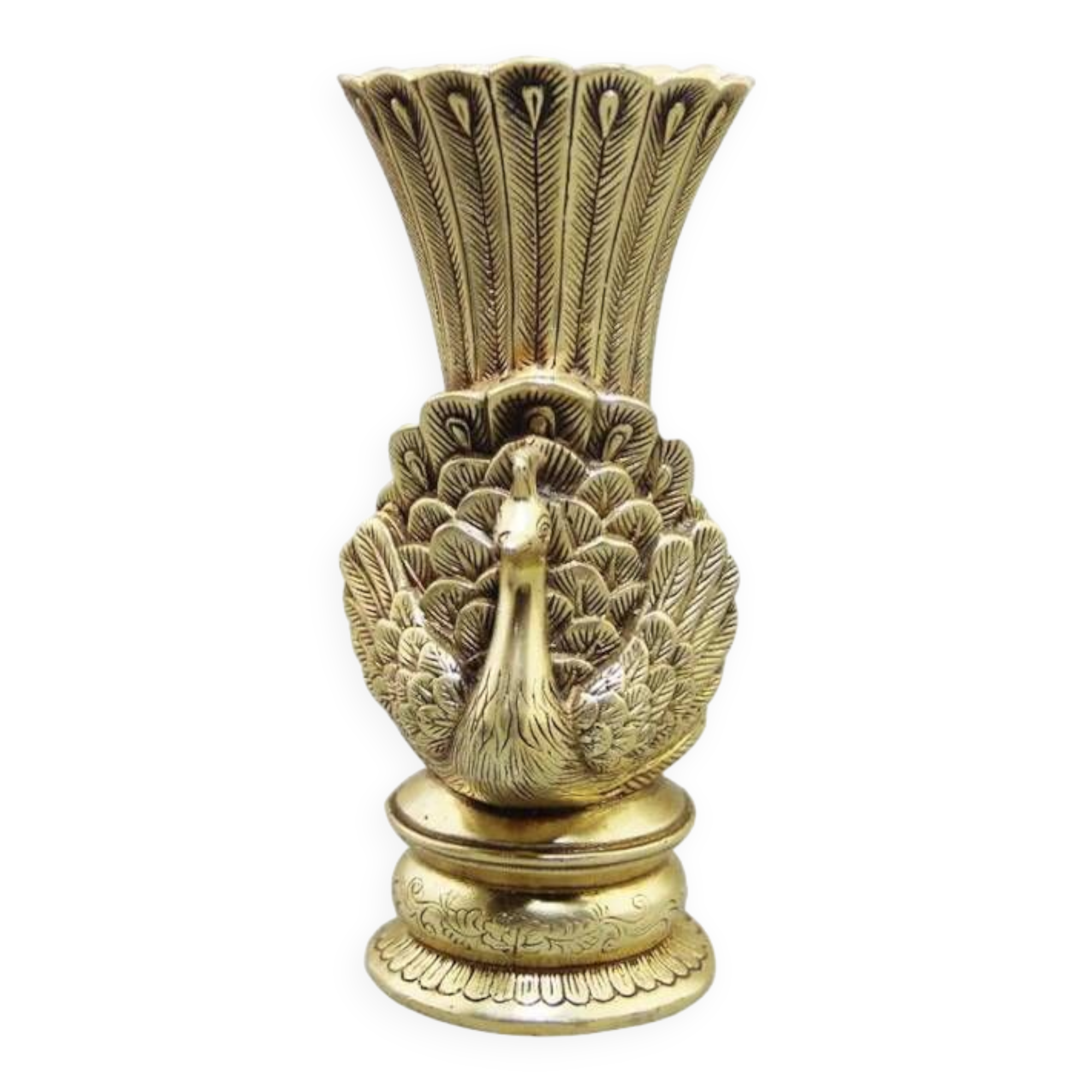 Antique Brass Peacock Vase, Home Decor, Modern Living Room Accent
