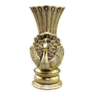 Antique Brass Peacock Vase, Home Decor, Modern Living Room Accent