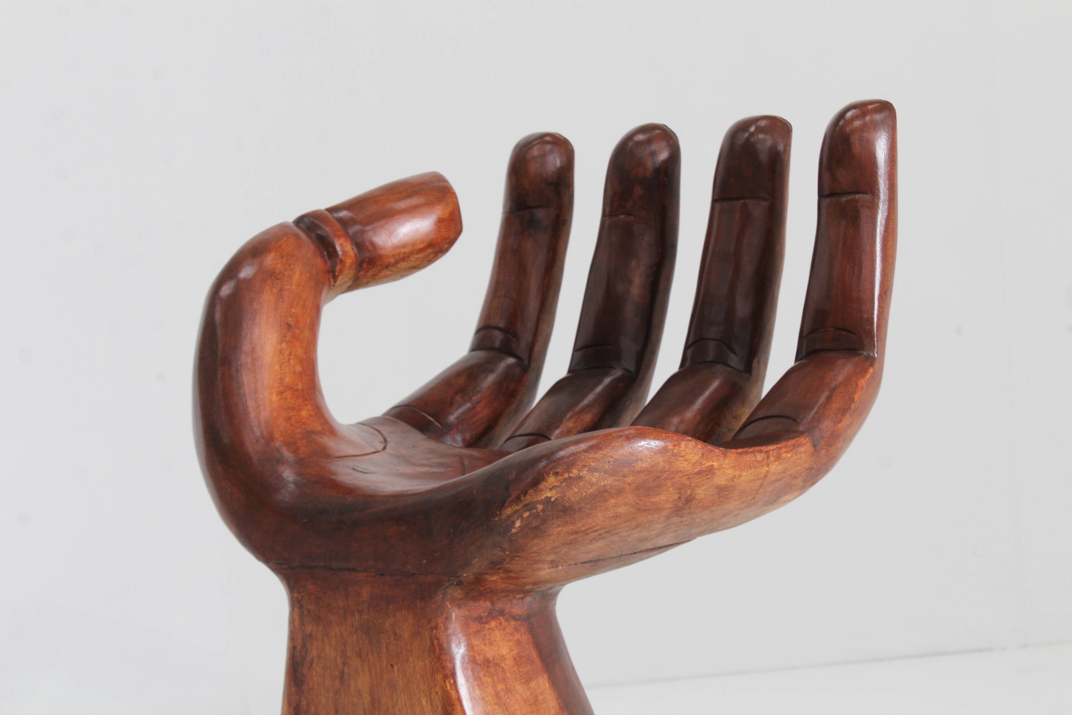 Sculptural wooden hand chair