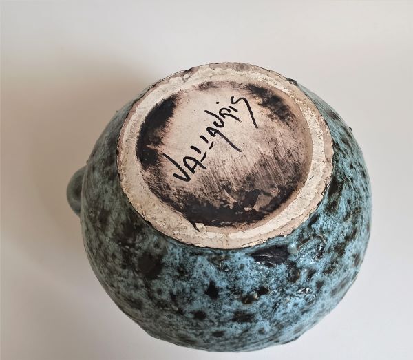 Blue ceramic vase vallauris