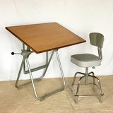 Architect Heliolithe vintage drafting table and Chair