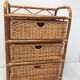 Vintage rattan wicker storage unit with 3 drawers