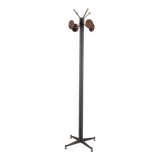 Vintage 1960s floor coat rack in black metal and wood, Italian design