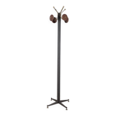 Vintage 1960s floor coat rack in black metal and wood, Italian design