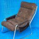 VELVET BROWN CHROME ARMCHAIR 1970 IKEA VINTAGE