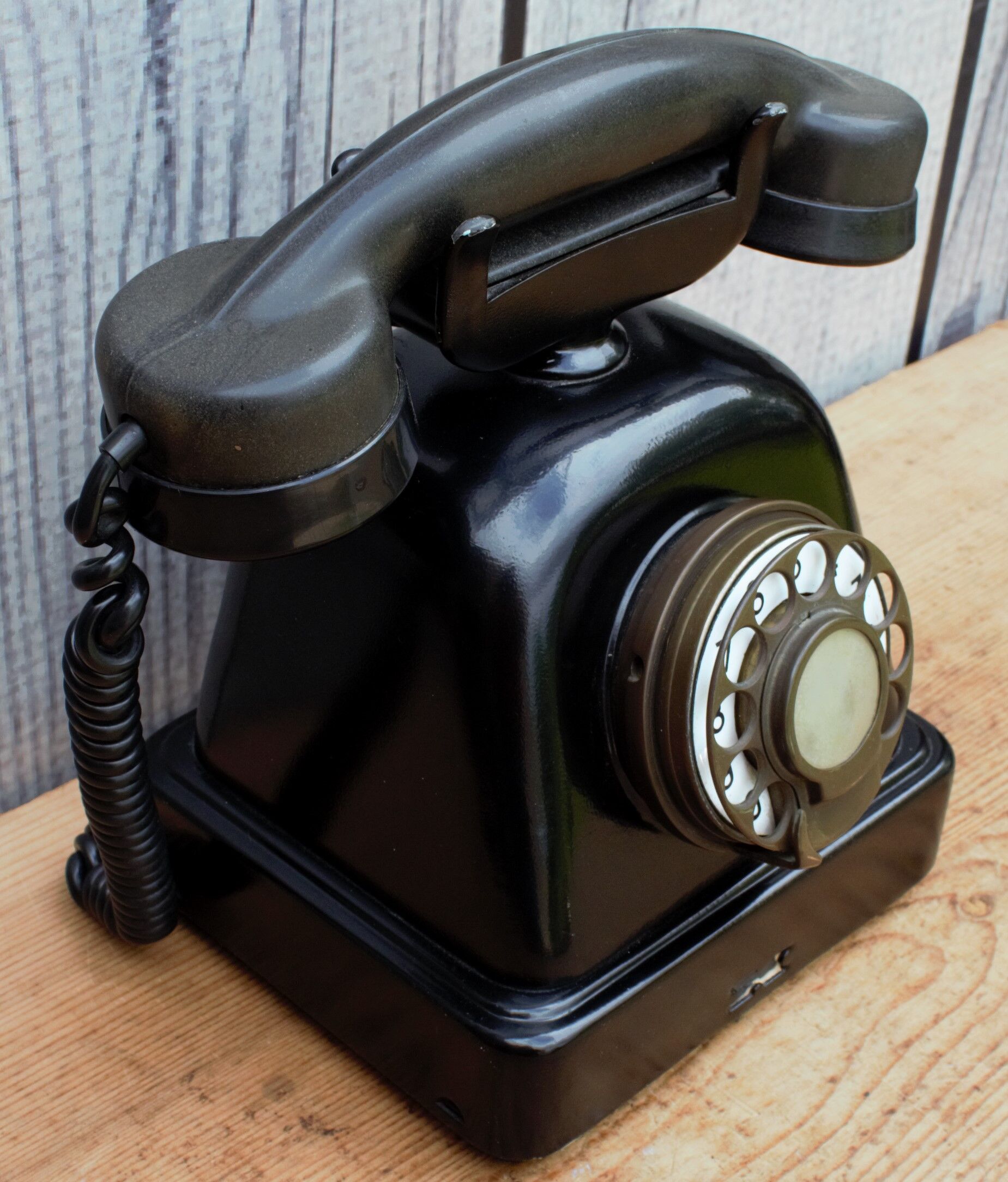 Vintage black decorative phone, industrial style, loft