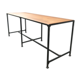 Vintage steel workshop table and oak top