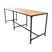 Table d'atelier vintage acier et plateau chêne