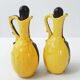Huilier vinaigrier vintage ceramique jaune & noire 1950 50s 1950s rockabill