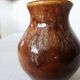 Vase vintage en céramique brune aux formes arrondies, Yougoslavie, style bohème des années 1970