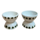 Set of 2 antique egg cups in ironstone – Diabolo shape – Green diamond pattern