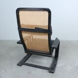 1980s Lounge Chair — Wiener Weave & Leather — Adjustable Backrest — Vintage