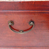 Chinese red lacquered leather trunk from the early 20th century.