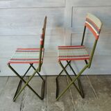 Vintage metal and canvas folding camping chairs