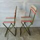 Chaises de camping pliables vintage en métal et toile