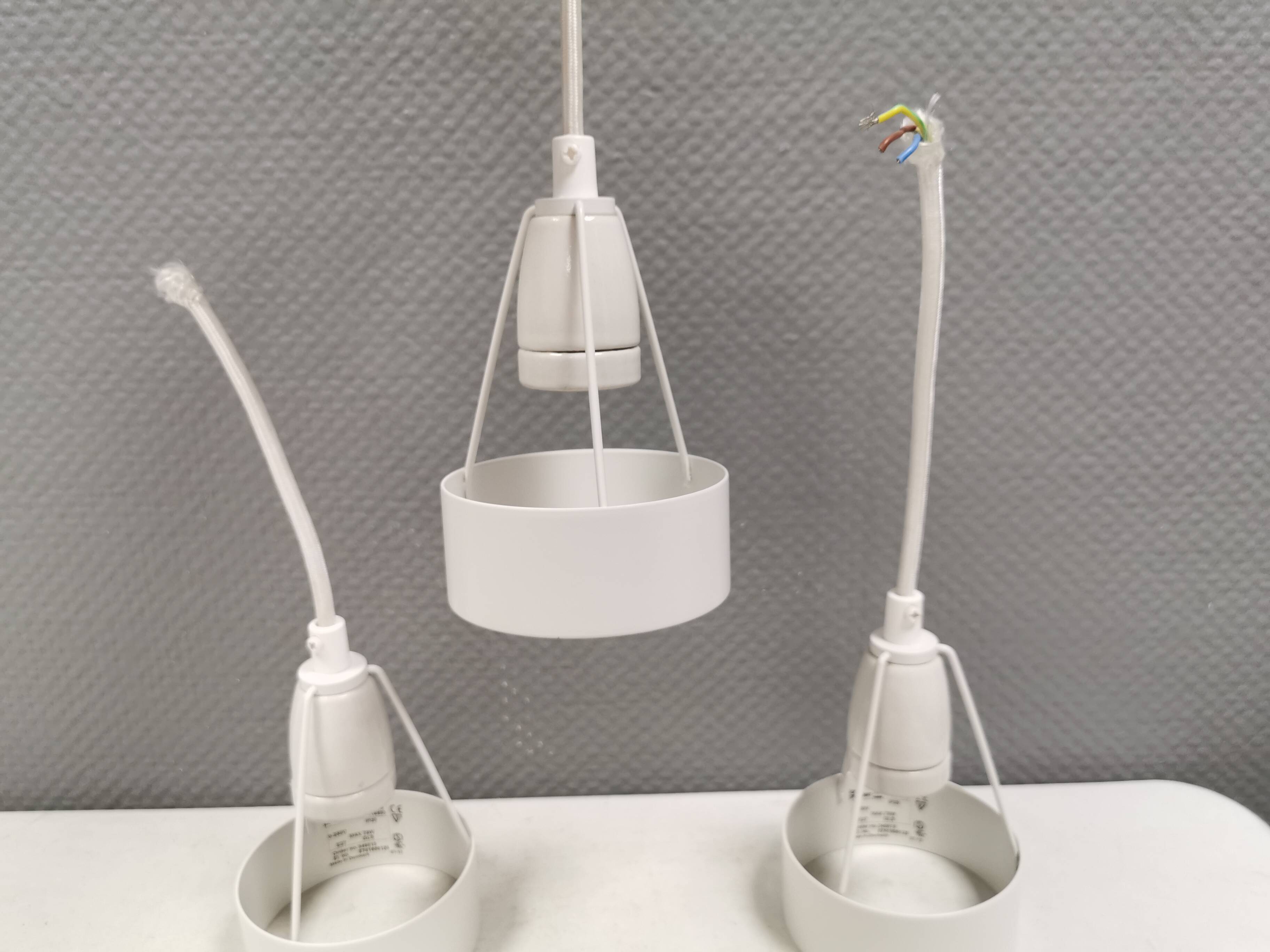 Three hanging lamps by Erik Møller for Louis Poulsen 1980s. Model "Pakhus"