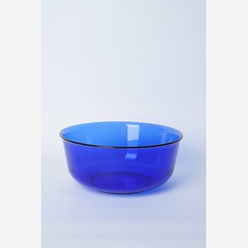 Blue glass Salad Bowl Arcoroc France