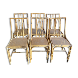 Set of 6 rattan chairs with cannate seats