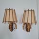 Pair of rattan wall lamps 1960