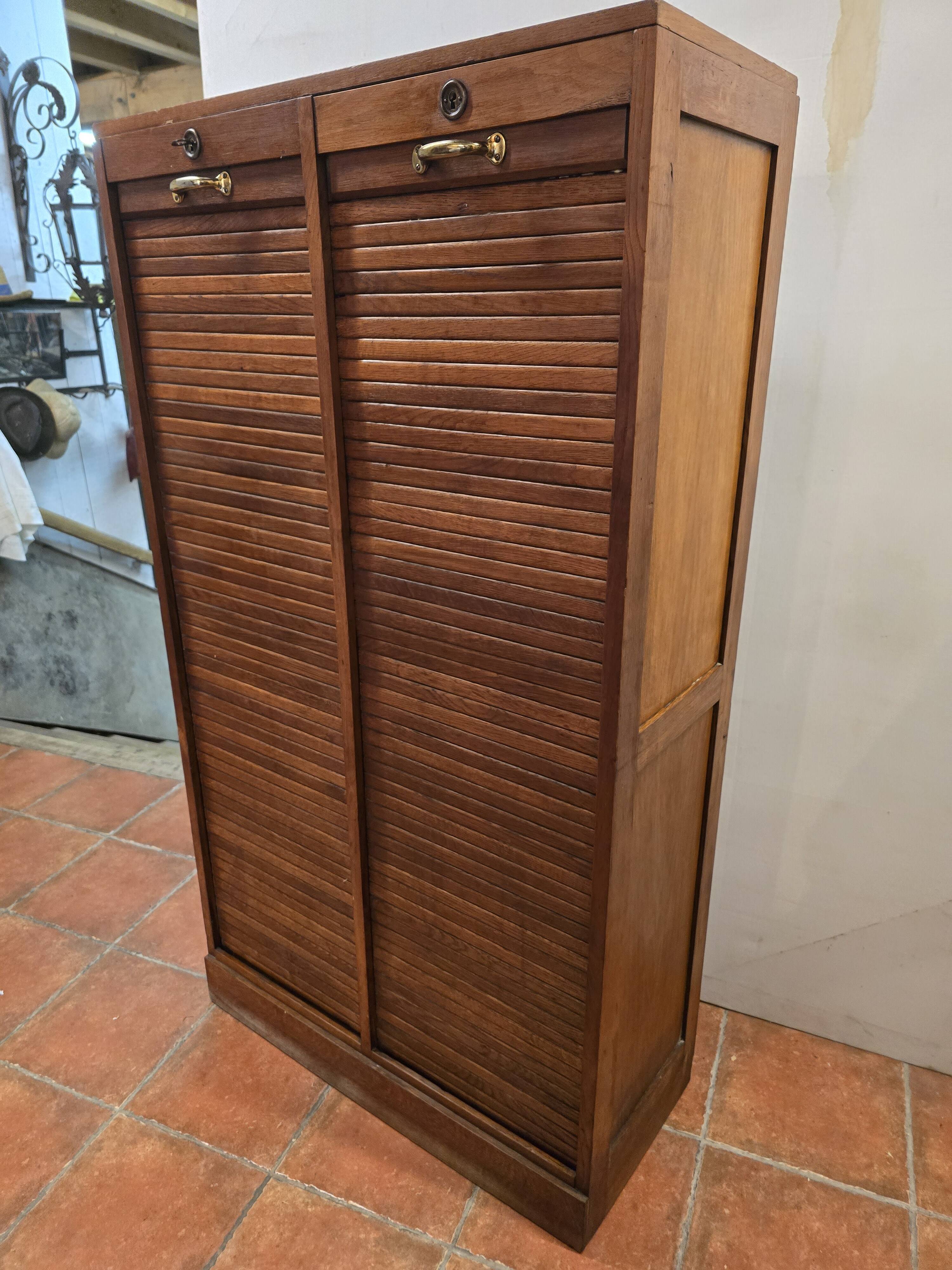 Old double oak filing cabinet