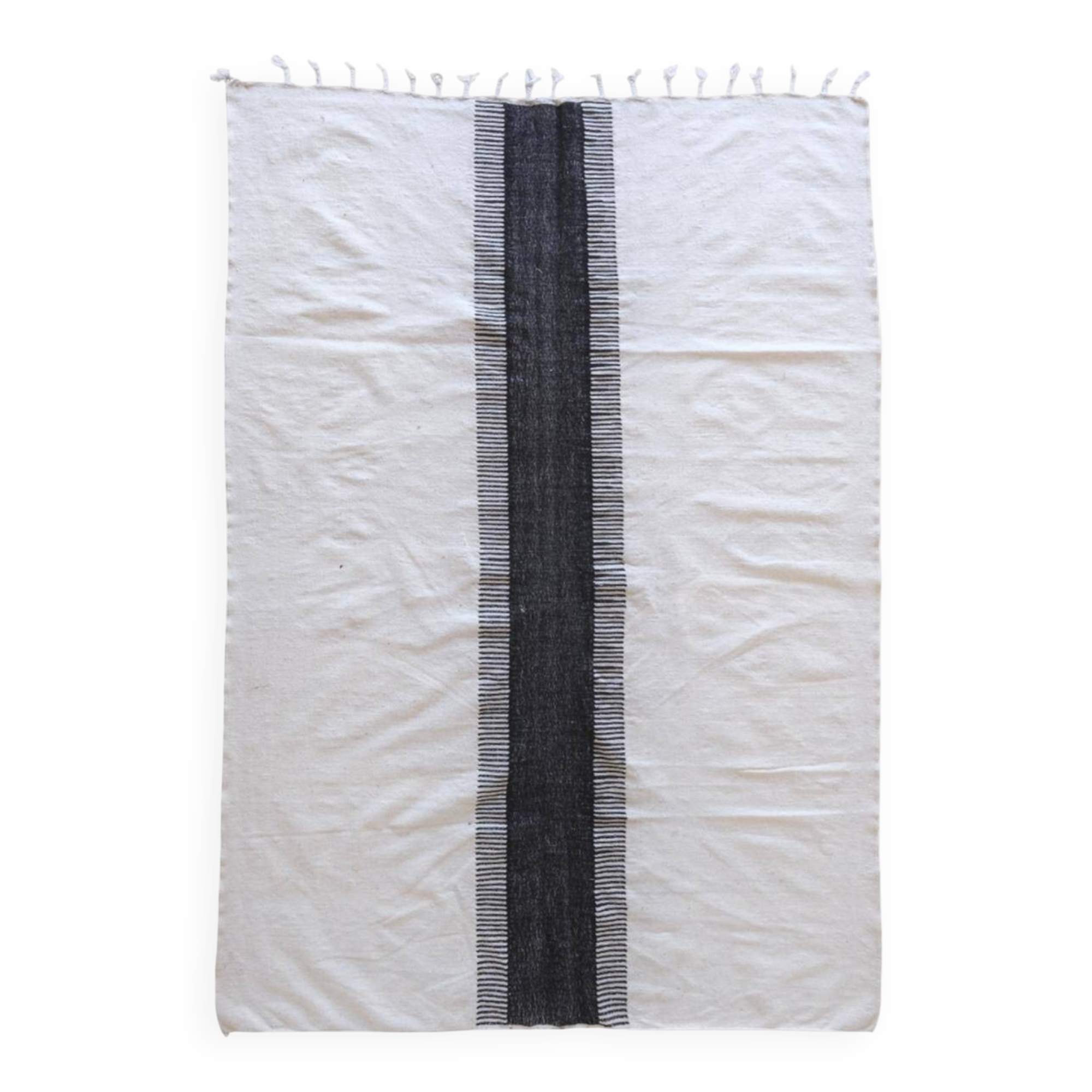 Black and White Kilim Rug - 303 x 205 cm