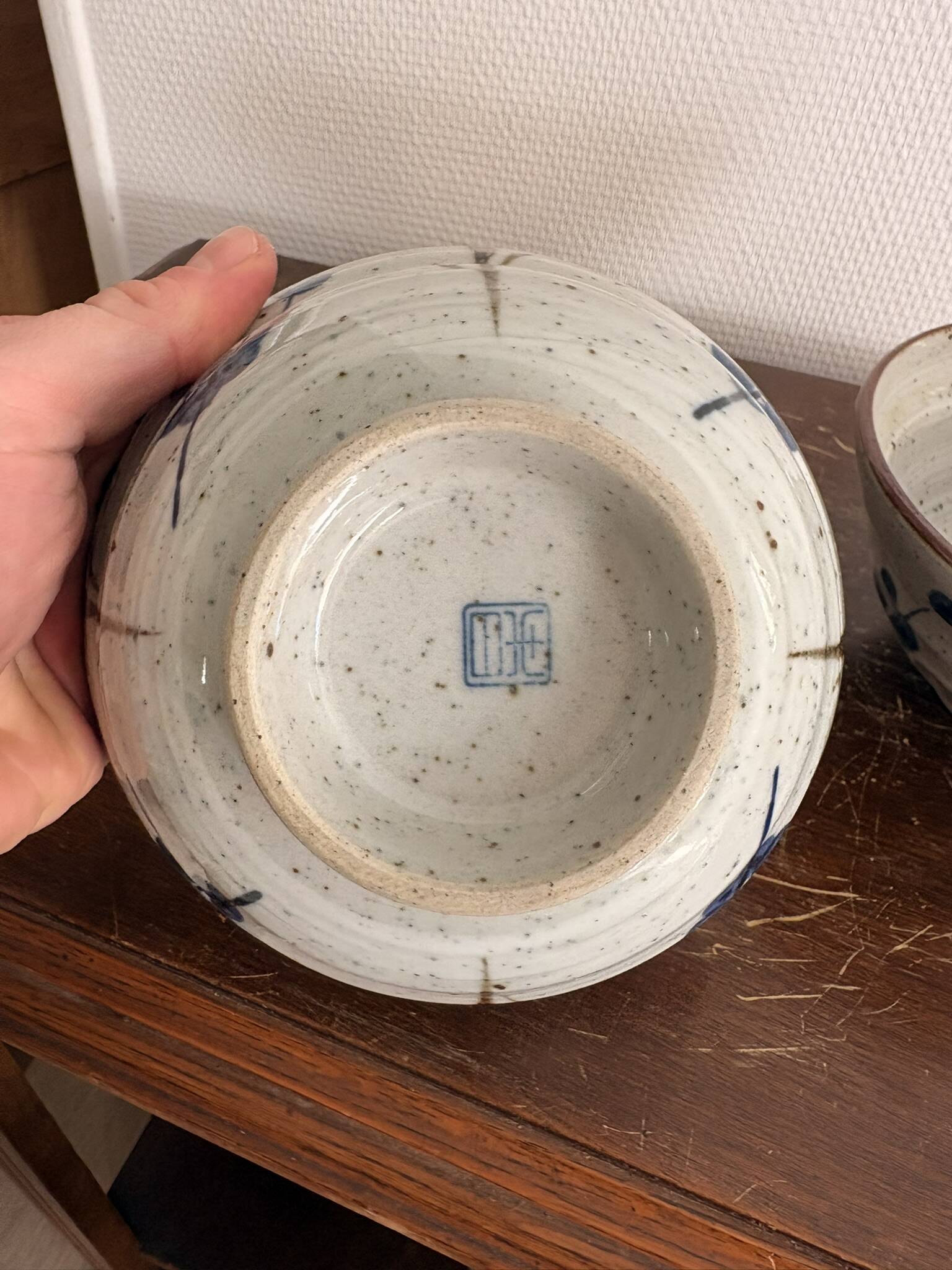 Lot 2 Tea Bowls Rice Stoneware Glazed Chawan Plum Blossom Chinese Japanese