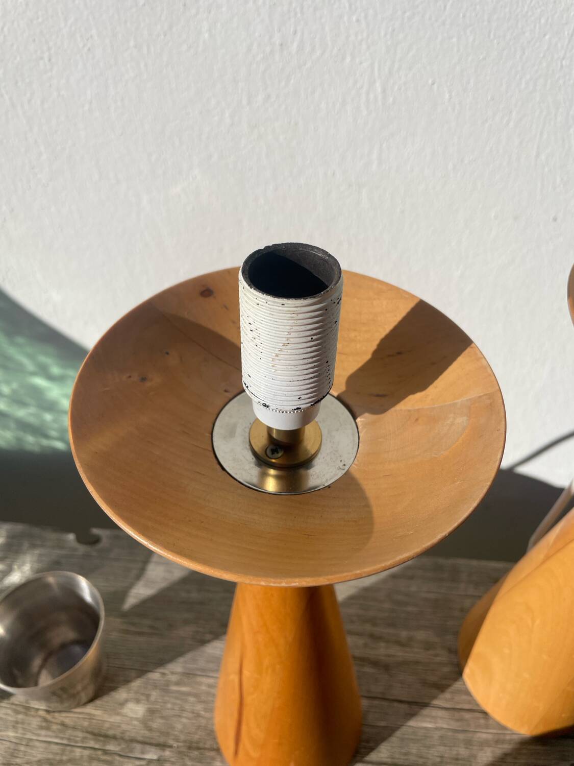 Pair of Scandinavian wooden lamps, 1980s