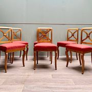 Suite Of Six Chairs In Cherrywood Cross Backrest Restoration Style 20th Century