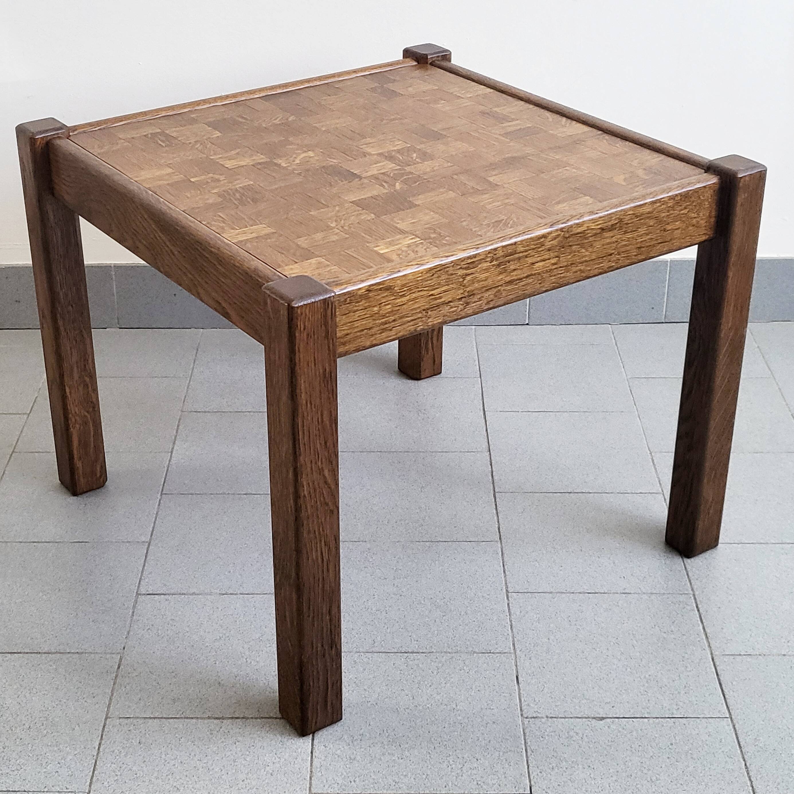 Table basse vintage en marqueterie 1960