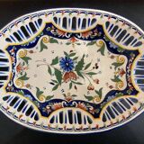 openwork fruit or bread basket in Rouen earthenware, early 20th century