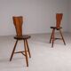 Pair of sculptural rustic wooden chairs in pine France 1960