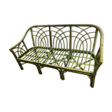 3-seater green rattan sofa