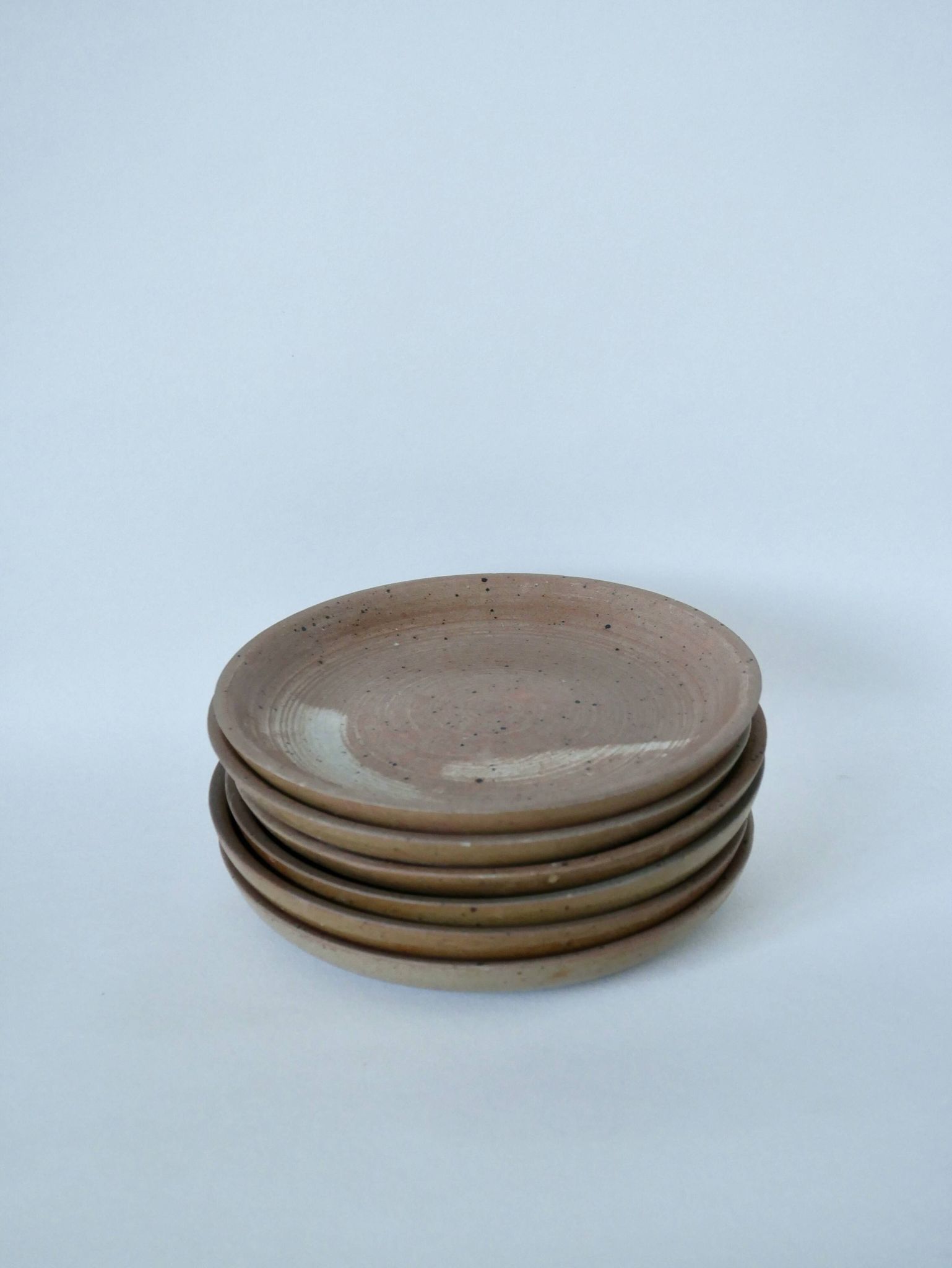 Set of 6 mix dessert plates in enamelled stoneware 1970