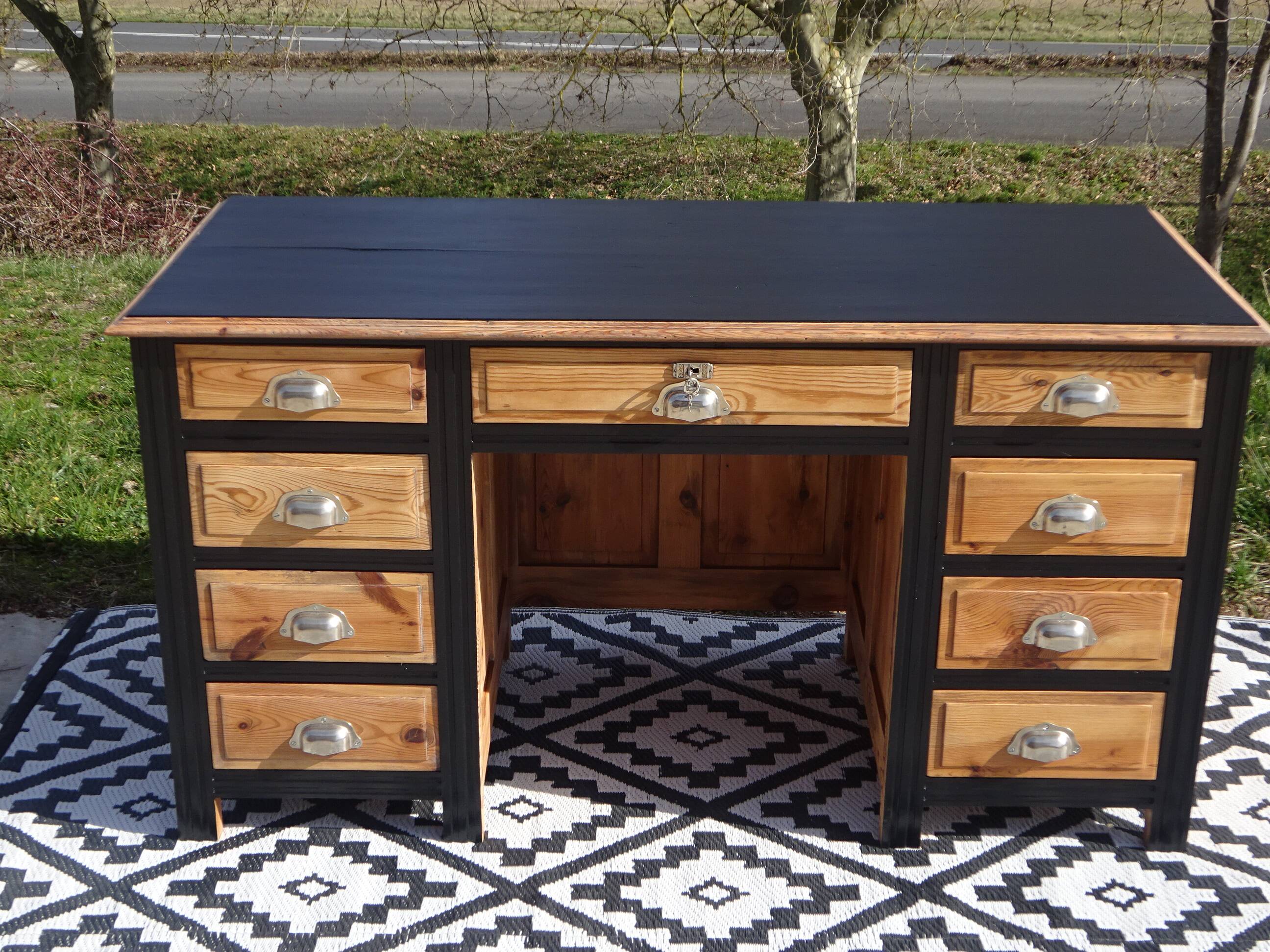 Vintage pine desk, restored