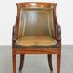 Leather and wooden Empire style side/desk chair from the early 20th century