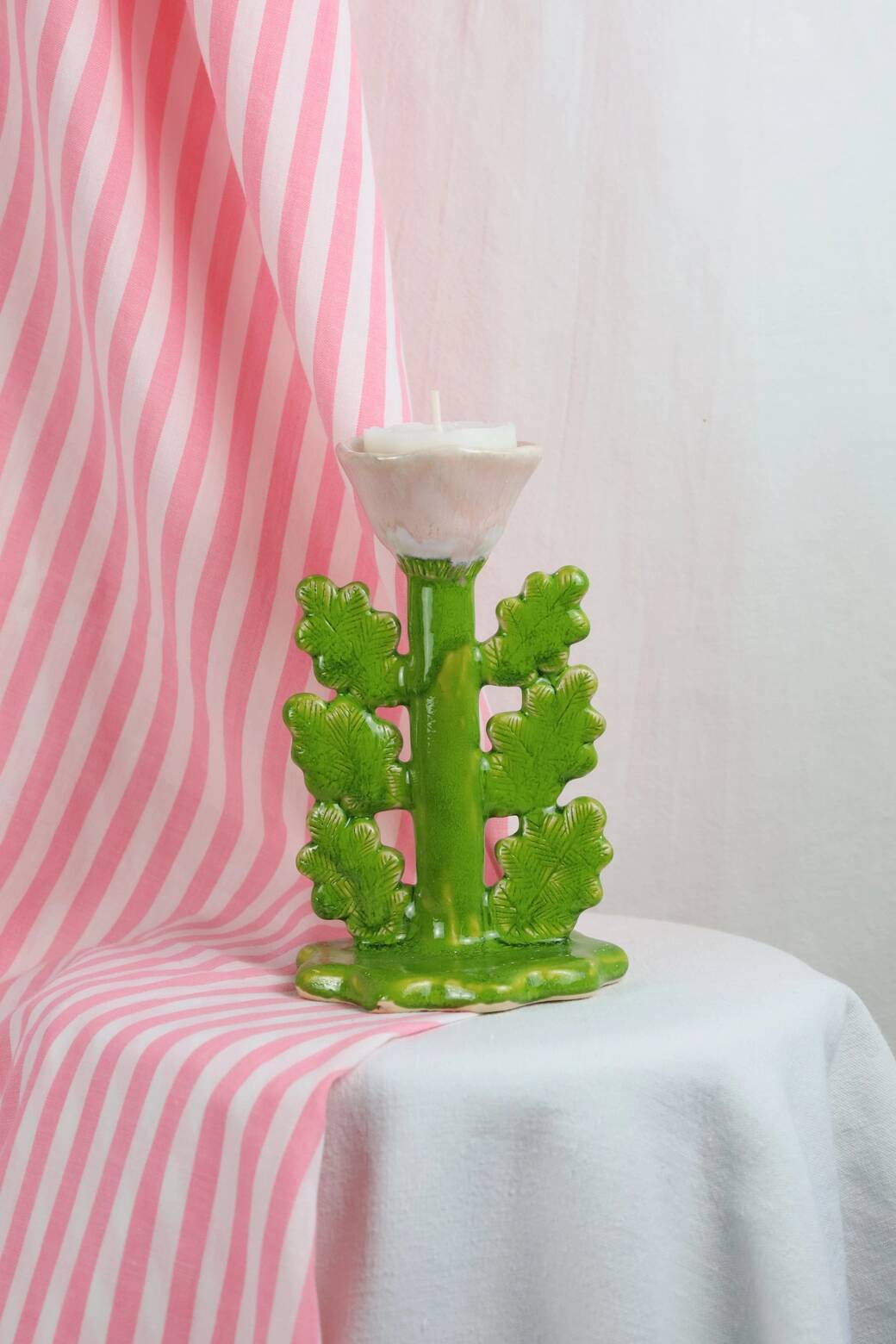 Ceramic candle holder / jewelry holder - Peony model