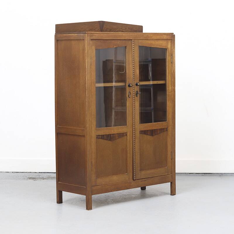 Antique Dutch Art Deco Bookcase or Liquor Cabinet