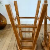 Pair of high stools / bar varnished wood 60-70s