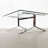 Joker coffee table in chrome and glass in mid-century Space Age style by Olivier Mourgue for Airborne, 1960s.