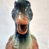 Zoomorphic pitcher barbotine Saint Clément Mallard Duck A028