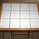 Folding table made of wood and earthenware