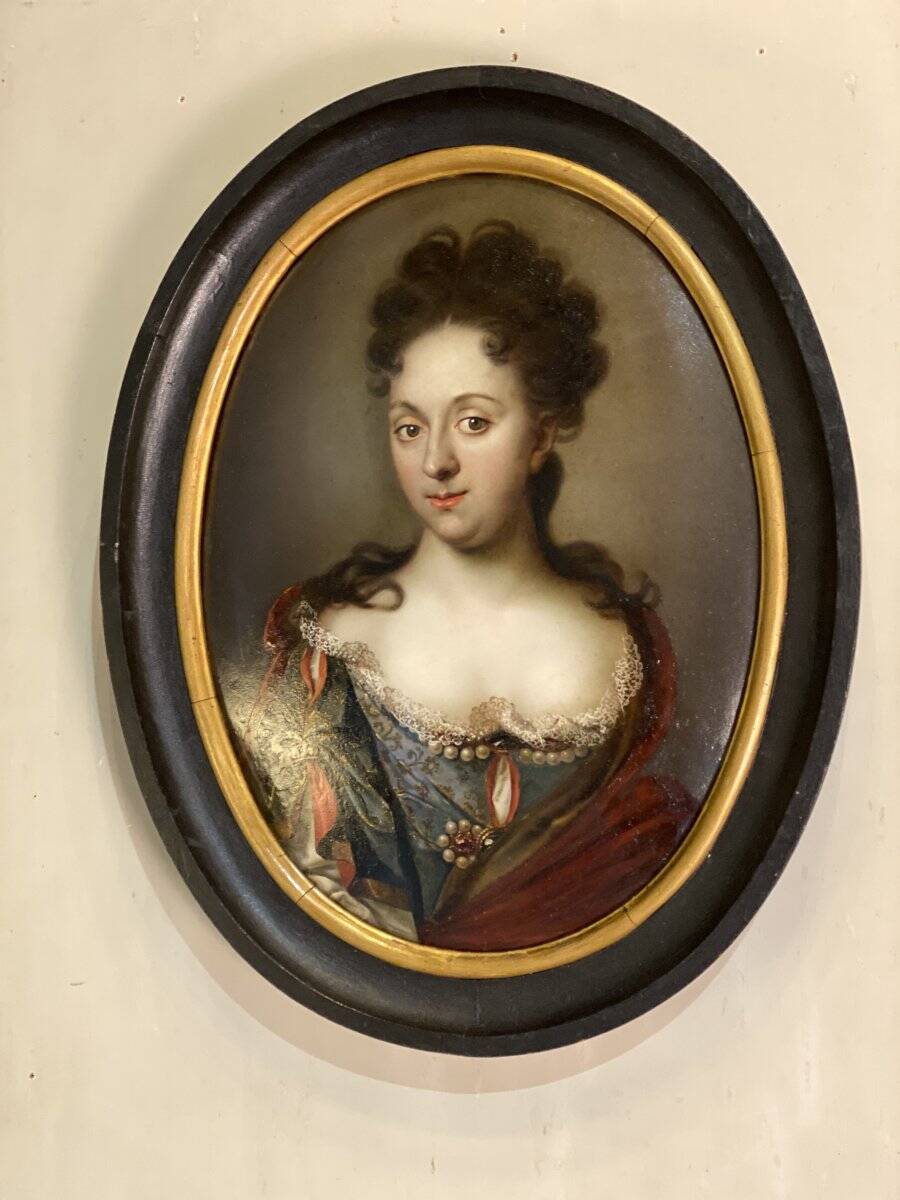 Oil on copper, female portrait, late 17th century.