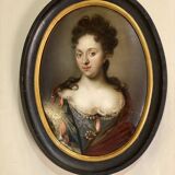 Oil on copper, female portrait, late 17th century.